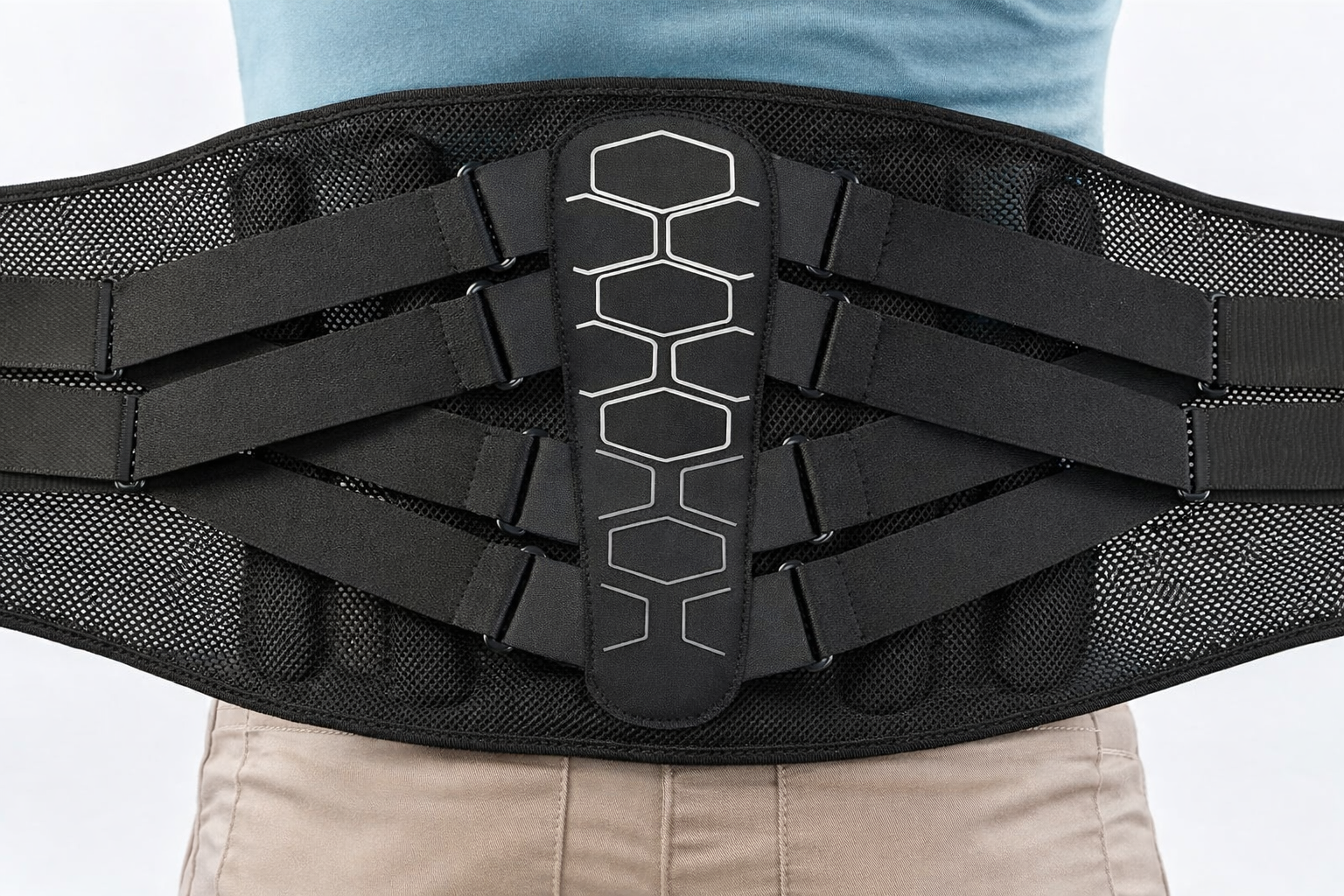 ExoBrace™ — Lower Back Pain Support Belt worn by a person
